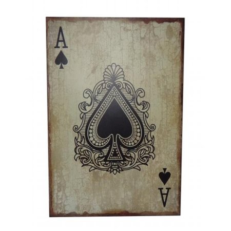 CHEUNGS RATTAN Cheungs Rattan FP-3677A Ace of Spades Wooden Wall Decor - Distressed White; Brown; Black FP-3677A